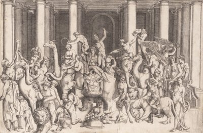 Intian Bacchuksen voitto, n. 1542. tekijältä Enea Vico.
