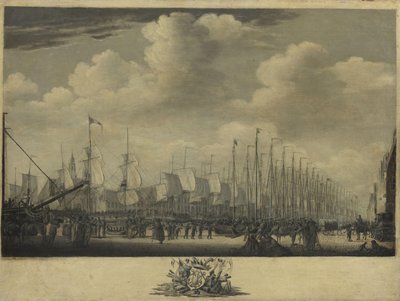 Laivaston kokoaminen Vlissingenin satamaan, 1804 tekijältä Engel Hoogerheyden