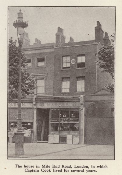88 Mile End Road, Lontoo, talo, jossa englantilainen tutkimusmatkailija kapteeni James Cook asui vuodesta 1764 kuolemaansa asti (m/v kuva) tekijältä English Photographer