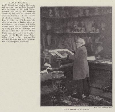 Adolf Menzel studiossaan tekijältä English Photographer