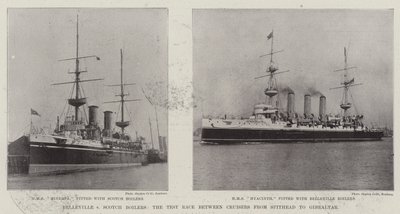 Belleville v Scotch Boilers, risteilyalusten testikilpailu Spitheadista Gibraltariin tekijältä English Photographer