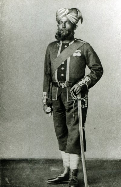 Bengalin jalkaväki, n. 1900 (mv/w valokuva) tekijältä English Photographer