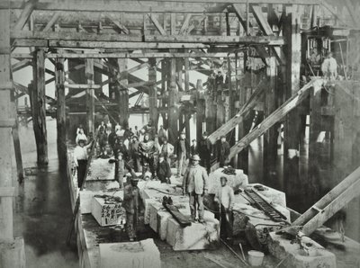 Blackfriars Bridge: rakennustyöläiset, 1869 tekijältä English Photographer