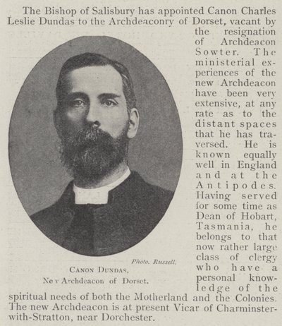Canon Dundas, Dorsetin uusi arkkidiakoni tekijältä English Photographer