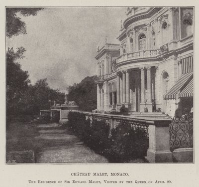 Chateau Malet, Monaco, Sir Edward Maletin asuinpaikka, kuningatar vieraili 20. huhtikuuta tekijältä English Photographer