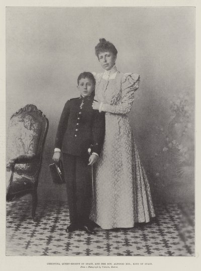 Christina, Espanjan kuningatar ja hänen poikansa Alfonso XIII, Espanjan kuningas tekijältä English Photographer