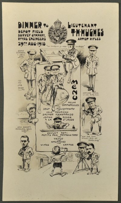 Illallinen luutnantti T. H. Hughesille, Artist Rifles, Depot Field Survey Company, Royal Engineers, 29. elokuuta 1918 tekijältä English Photographer