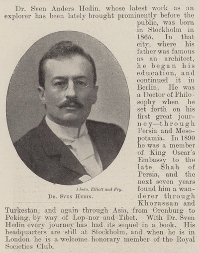 Tohtori Sven Hedin tekijältä English Photographer