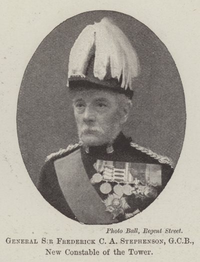 Kenraali Sir Frederick C A Stephenson, GCB, Towerin uusi konstaapeli tekijältä English Photographer