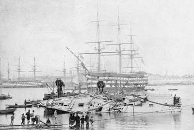 HMS Victory in Portsmouth Harbour, n.1870 (m/v kuva) tekijältä English Photographer