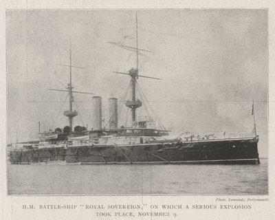 HM Battle-Ship Royal Sovereign, jolla tapahtui vakava räjähdys, 9. marraskuuta tekijältä English Photographer