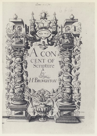 H Broughton, A Concent of Scripture, G Simson ja W White 1590 (b/w valokuva) tekijältä English Photographer