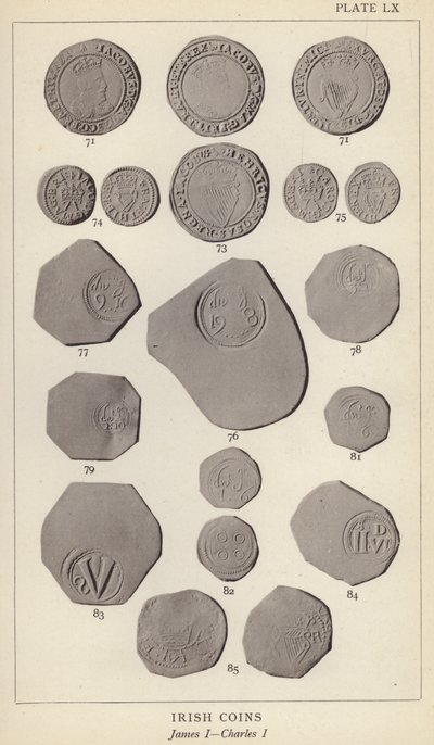 Irish Coins, James I, Charles I (m/w kuva) tekijältä English Photographer