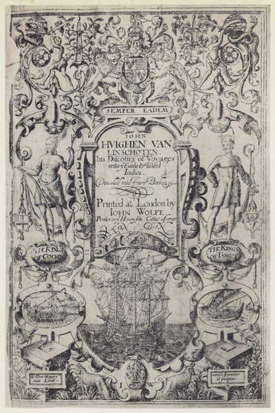J Linschoten, Discourse of Voyages, J Wolfe 1598 (b/w kuva) tekijältä English Photographer