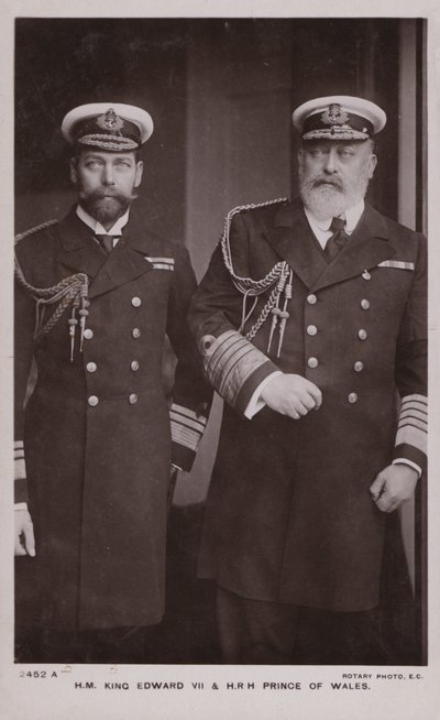 Kuningas Edward VII, kuningas Yrjö V (s/w-kuva) tekijältä English Photographer