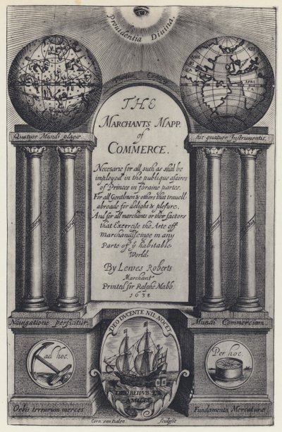 L Roberts, The Merchants Mapp of Commerce, R Mabb 1638 (b/w valokuva) tekijältä English Photographer