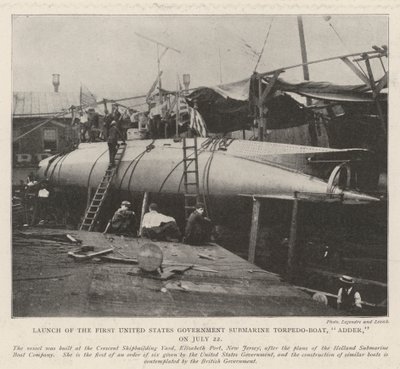 Yhdysvaltain hallituksen ensimmäinen sukellusvene, torpedo-vene, Adder, 22. heinäkuuta tekijältä English Photographer