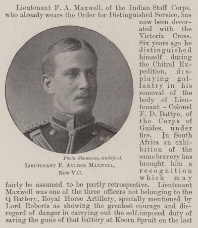 Luutnantti F Aylmer Maxwell, uusi VC tekijältä English Photographer