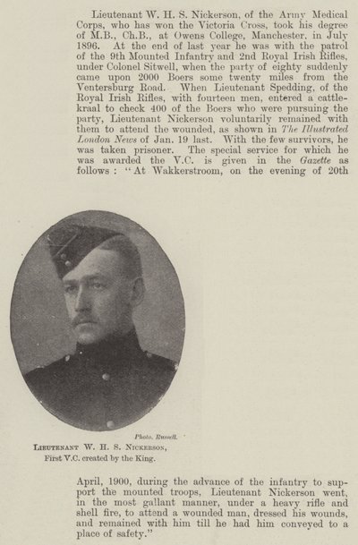 Luutnantti W H S Nickerson, ensimmäinen kuninkaan luoma VC tekijältä English Photographer