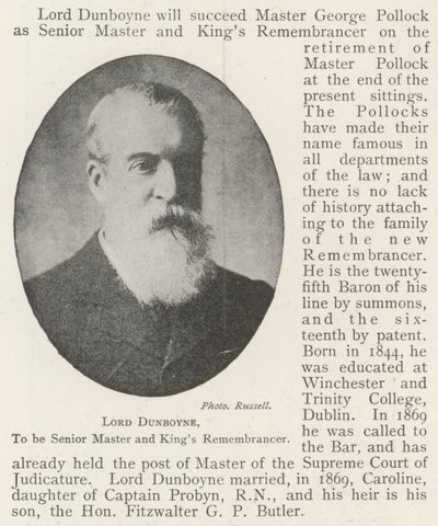 Lord Dunboyne, vanhemmaksi mestariksi ja kuninkaiden muistoksi tekijältä English Photographer