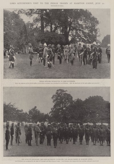 Lord Kitchenersin vierailu Intian joukkoihin Hampton Courtissa 22. heinäkuuta tekijältä English Photographer