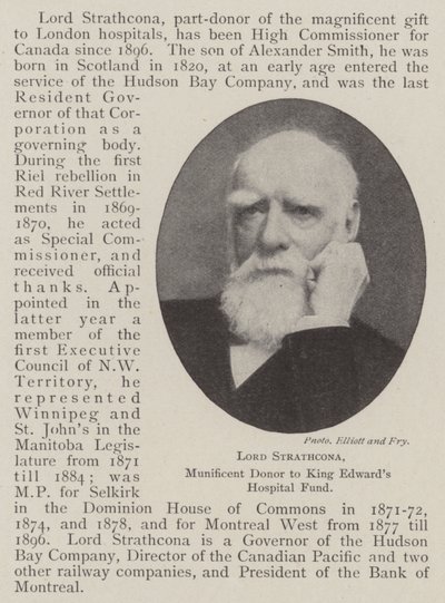 Lord Strathcona, King Edwardsin sairaalarahaston suuri lahjoittaja tekijältä English Photographer