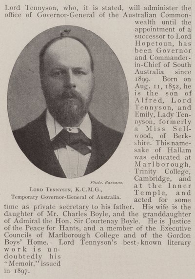 Lordi Tennyson, KCMG, Australian väliaikainen kenraalikuvernööri tekijältä English Photographer