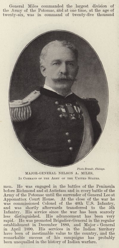 Kenraalimajuri Nelson A Miles, Yhdysvaltain armeijan komentaja tekijältä English Photographer