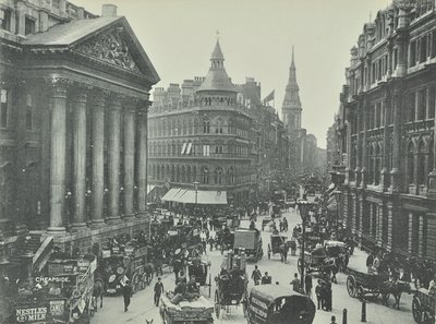 Mappin ja Webb, Cheapside, Mansion Housesta katsoen länteen, Lontoon kaupunki, 1895 tekijältä English Photographer