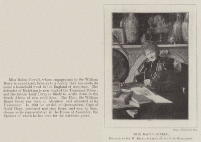 Neiti Baden-Powell, kihloissa Kap parlamentin puhemiehen Sir W Berryn kanssa tekijältä English Photographer