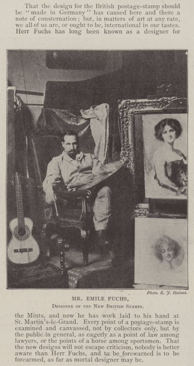 Emile Fuchs, uusien brittiläisten postimerkkien suunnittelija tekijältä English Photographer