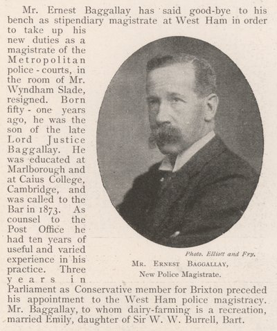 Ernest Baggallay, uusi poliisituomari tekijältä English Photographer