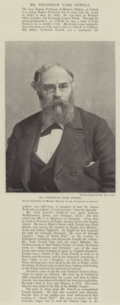 Frederick York Powell, Regius modernin historian professori Oxfordin yliopistosta tekijältä English Photographer