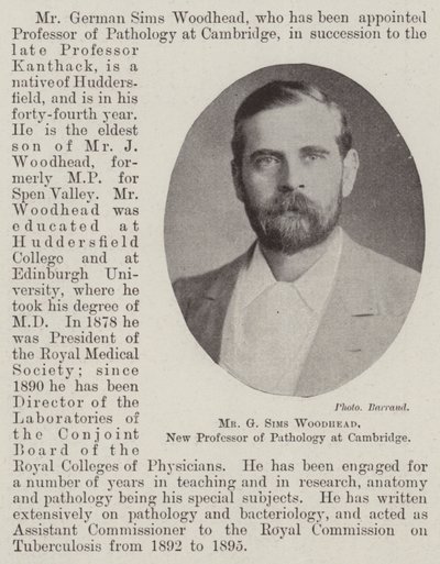 G Sims Woodhead, Cambridgen uusi patologian professori tekijältä English Photographer