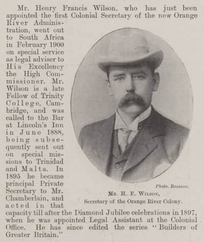 H. F. Wilson, Orange River Colonyn sihteeri tekijältä English Photographer