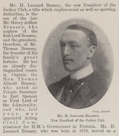 H Leonard Brassey, Jockey Clubin uusi presidentti tekijältä English Photographer