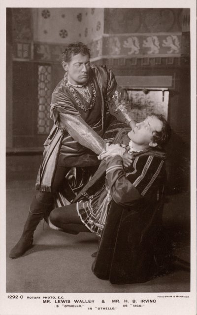 Othello kuristaa Iagoa, Lewis Walleria ja H B Irvingia (m/w kuva) tekijältä English Photographer