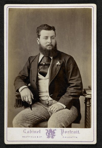 Muotokuva herra Godfrey Freemanista, indigo-istuttaja, Lohurria, Bihar, valokuvattu Kalkutassa (m/w kuva) tekijältä English Photographer