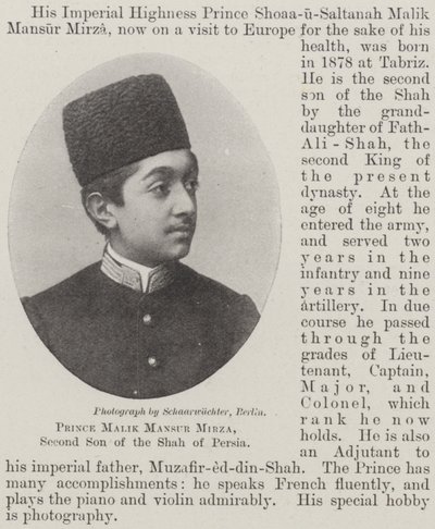 Prinssi Malik Mansur Mirza, Persian shaahin toinen poika tekijältä English Photographer