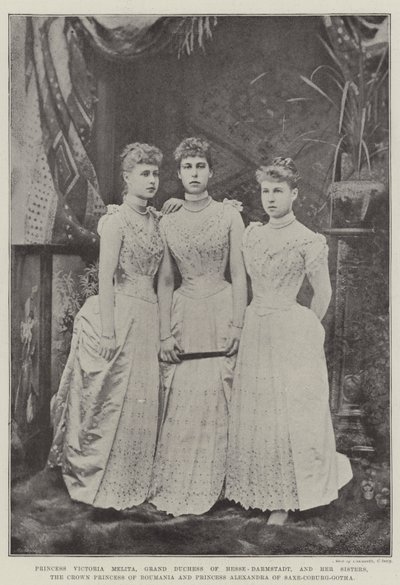 Prinsessa Victoria Melita, Hessen-Darmstadtin suurherttuatar ja hänen sisarensa, Romanian kruununprinsessa ja Saksi-Coburg-Gothan prinsessa Alexandra tekijältä English Photographer