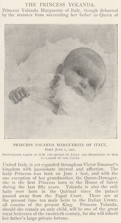 Italian prinsessa Yolanda Marguerite, syntynyt 1. kesäkuuta 1901 tekijältä English Photographer