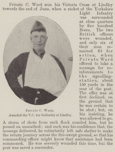 Yksityinen C Ward, palkittu VC for Gallantry Lindleyssä tekijältä English Photographer