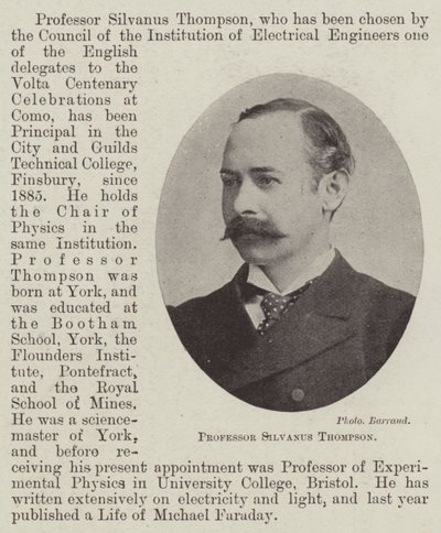 Professori Silvanus Thompson tekijältä English Photographer