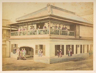 Prostituoituja Shinpuron bordellissa, Takashima-cho, Yokohama, Valokuvaaja: Stillfried, Raimund von Lucas Kokoelma: Charles Jamesin ja Morton P, Lucasin maailmankiertueen valokuvaennätys tekijältä English Photographer