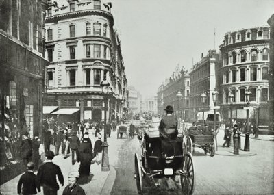 Queen Victoria Street, katsoen itään Queen Streetiltä, Lontoon City, 1890 tekijältä English Photographer