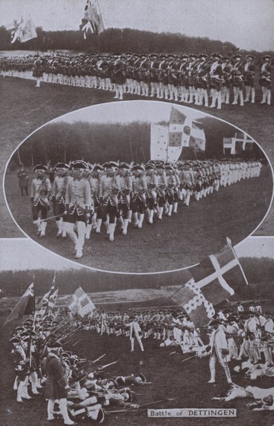 Uudelleenesitys Dettingenin taistelusta, joka käytiin Baijerissa vuonna 1743 Itävallan perintösodan aikana (m/v kuva) tekijältä English Photographer