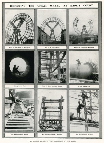 Suuren pyörän poistaminen Earls Courtissa Lontoossa tekijältä English Photographer