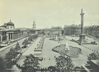 Saint Martin in the Fields National Gallery Nelsons-pylväs, Trafalgar Square, Westminster LB: kattonäkymä itään, 1895 tekijältä English Photographer