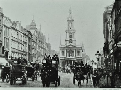 Saint Mary-le-Strand, Strand, Westminster LB: katse itään Saint Mary-le-Strandiin, 1895 tekijältä English Photographer