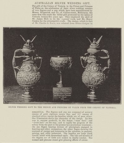 Hopeinen häälahja Walesin prinssille ja prinsessalle Victorian siirtokunnasta tekijältä English Photographer